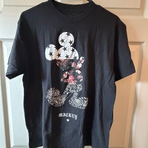Disney Black Men’s Mickey Graphic Tee with White & Red Accents